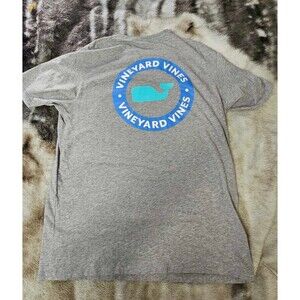 VINEYARD VINES Gray Circle WHALE Gray Short Sleeve Pocket Tshirt Mens M